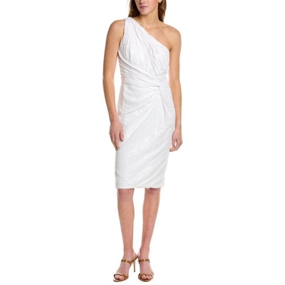 Rene Ruiz Collection One Shoulder Sequin Ruched  Dress